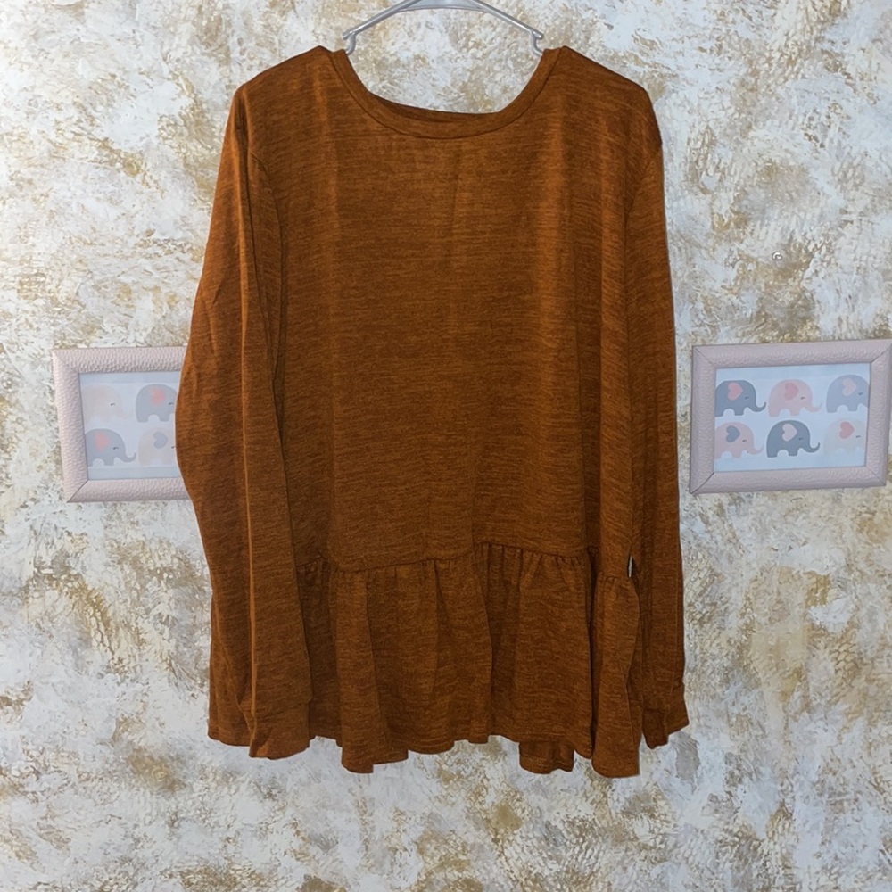 Brown ruffle long sleeved top